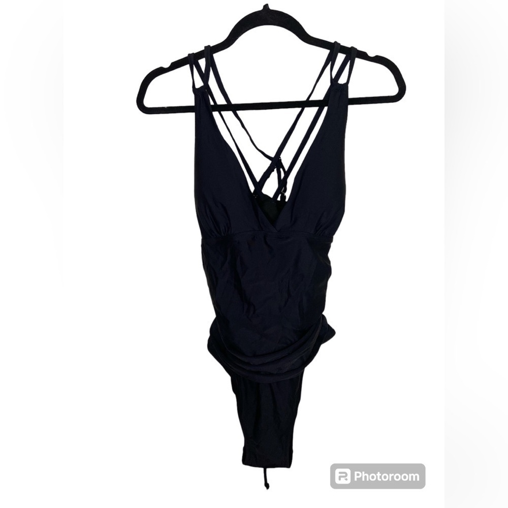 One piece Black Criss Cross Bathing Suit Size XL